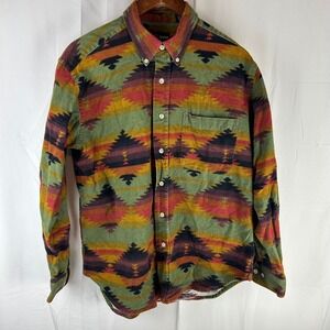 Lawton Harbor Mens Southwestern Navajo Print Flannel‎ Button Down Shirt Size M